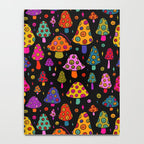 Smiley Mushrooms Print in Black Notebook Gallery Image 4