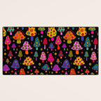 Smiley Mushrooms Print in Black Desk Mat Gallery Image 3