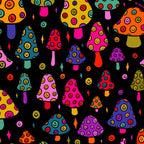 Smiley Mushrooms Print in Black Coffee Mug Gallery Image 2