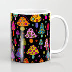 Smiley Mushrooms Print in Black Coffee Mug Gallery Image 1