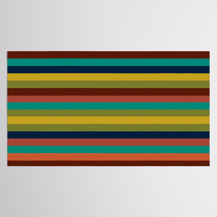 Joseph Stripes II Midcentury Modern Stripe Pattern in Mid Mod Mustard, Olive, Turquoise Teal, Orange Tablecloth Gallery Image 2