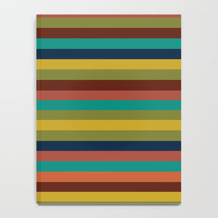 Joseph Stripes II Midcentury Modern Stripe Pattern in Mid Mod Mustard, Olive, Turquoise Teal, Orange Notebook Gallery Image 4