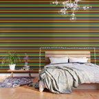 Joseph Stripes II Midcentury Modern Stripe Pattern in Mid Mod Mustard, Olive, Turquoise Teal, Orange Wallpaper Gallery Image 3