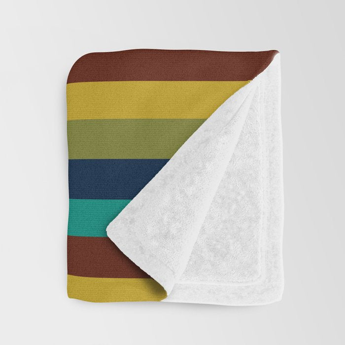 Joseph Stripes II Midcentury Modern Stripe Pattern in Mid Mod Mustard, Olive, Turquoise Teal, Orange Throw Blanket Gallery Image 3