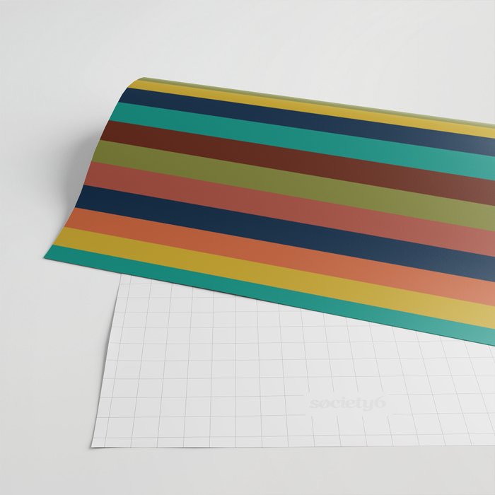 Joseph Stripes II Midcentury Modern Stripe Pattern in Mid Mod Mustard, Olive, Turquoise Teal, Orange Wrapping Paper Gallery Image 2