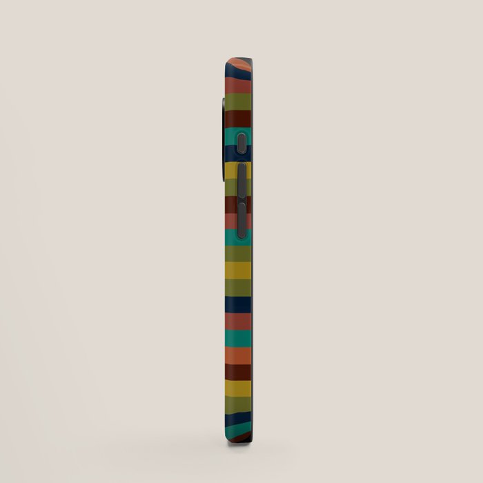 Joseph Stripes II Midcentury Modern Stripe Pattern in Mid Mod Mustard, Olive, Turquoise Teal, Orange iPhone Case Gallery Image 2