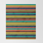 Joseph Stripes II Midcentury Modern Stripe Pattern in Mid Mod Mustard, Olive, Turquoise Teal, Orange Throw Blanket Gallery Image 2