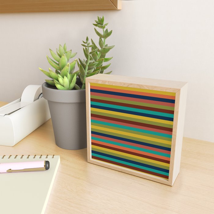 Joseph Stripes II Midcentury Modern Stripe Pattern in Mid Mod Mustard, Olive, Turquoise Teal, Orange Mini Art Print Gallery Image 2