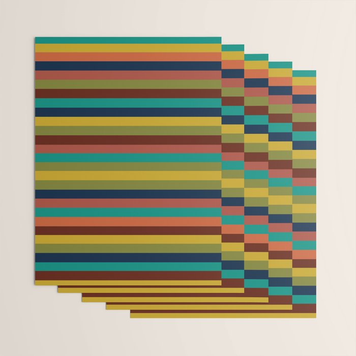 Joseph Stripes II Midcentury Modern Stripe Pattern in Mid Mod Mustard, Olive, Turquoise Teal, Orange Wrapping Paper Gallery Image 3