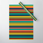 Joseph Stripes II Midcentury Modern Stripe Pattern in Mid Mod Mustard, Olive, Turquoise Teal, Orange Wrapping Paper Gallery Image 1