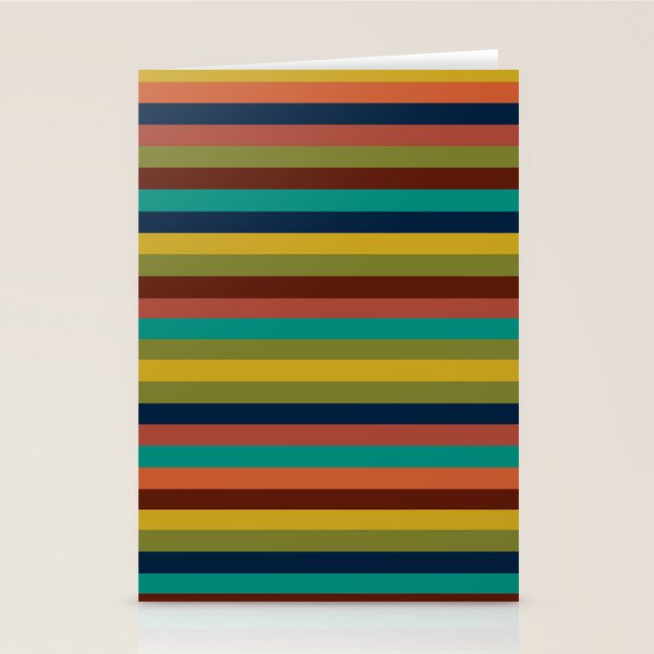 Joseph Stripes II Midcentury Modern Stripe Pattern in Mid Mod Mustard, Olive, Turquoise Teal, Orange Stationery Card Gallery Image 2
