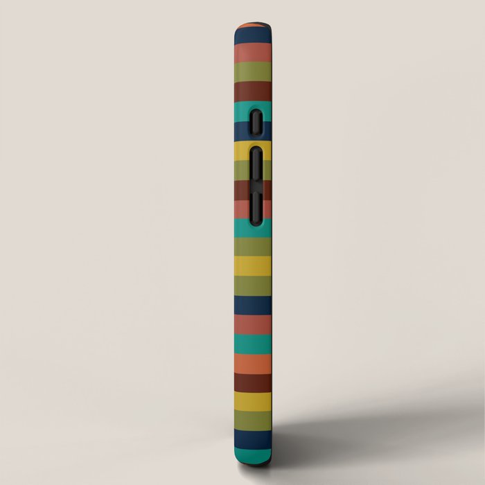 Joseph Stripes II Midcentury Modern Stripe Pattern in Mid Mod Mustard, Olive, Turquoise Teal, Orange iPhone Case Gallery Image 2