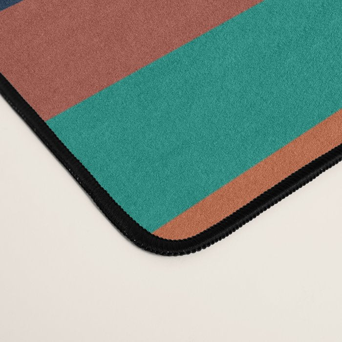 Joseph Stripes II Midcentury Modern Stripe Pattern in Mid Mod Mustard, Olive, Turquoise Teal, Orange Desk Mat Gallery Image 4