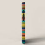Joseph Stripes II Midcentury Modern Stripe Pattern in Mid Mod Mustard, Olive, Turquoise Teal, Orange iPhone Case Gallery Image 2