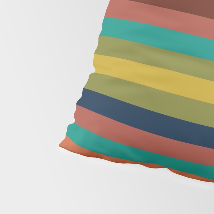 Joseph Stripes II Midcentury Modern Stripe Pattern in Mid Mod Mustard, Olive, Turquoise Teal, Orange Pillow Sham Gallery Image 4