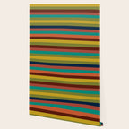 Joseph Stripes II Midcentury Modern Stripe Pattern in Mid Mod Mustard, Olive, Turquoise Teal, Orange Wallpaper Gallery Image 2