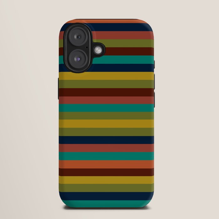 Joseph Stripes II Midcentury Modern Stripe Pattern in Mid Mod Mustard, Olive, Turquoise Teal, Orange iPhone Case Gallery Image 9