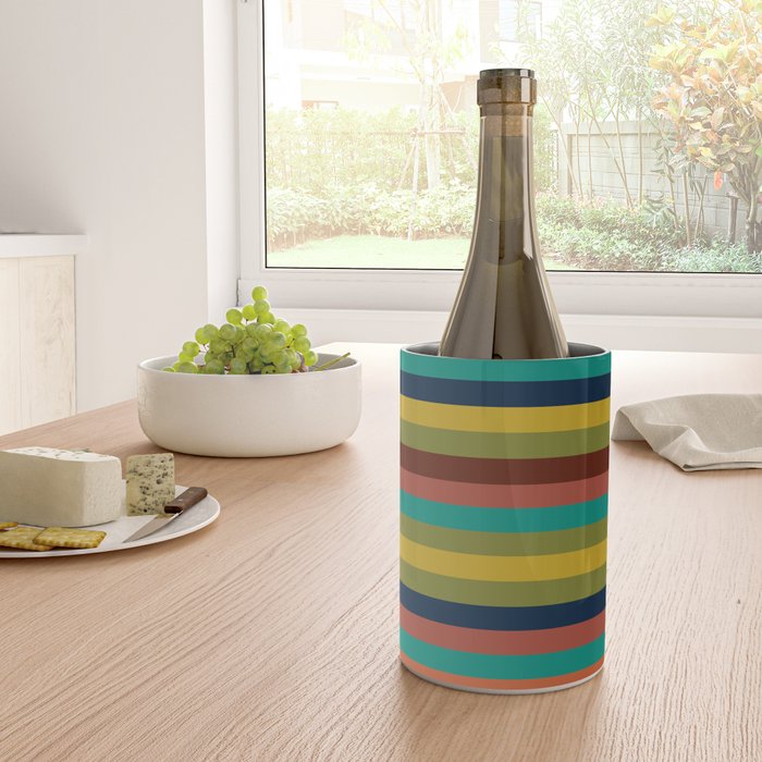 Joseph Stripes II Midcentury Modern Stripe Pattern in Mid Mod Mustard, Olive, Turquoise Teal, Orange Wine Chiller Gallery Image 4