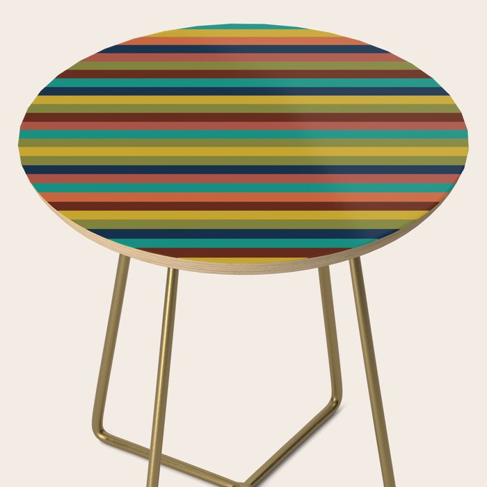 Joseph Stripes II Midcentury Modern Stripe Pattern in Mid Mod Mustard, Olive, Turquoise Teal, Orange Side Table Gallery Image 2