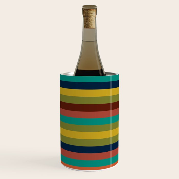 Joseph Stripes II Midcentury Modern Stripe Pattern in Mid Mod Mustard, Olive, Turquoise Teal, Orange Wine Chiller Gallery Image 1