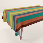 Joseph Stripes II Midcentury Modern Stripe Pattern in Mid Mod Mustard, Olive, Turquoise Teal, Orange Tablecloth Gallery Image 1