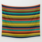 Joseph Stripes II Midcentury Modern Stripe Pattern in Mid Mod Mustard, Olive, Turquoise Teal, Orange Wall Tapestry Gallery Image 4