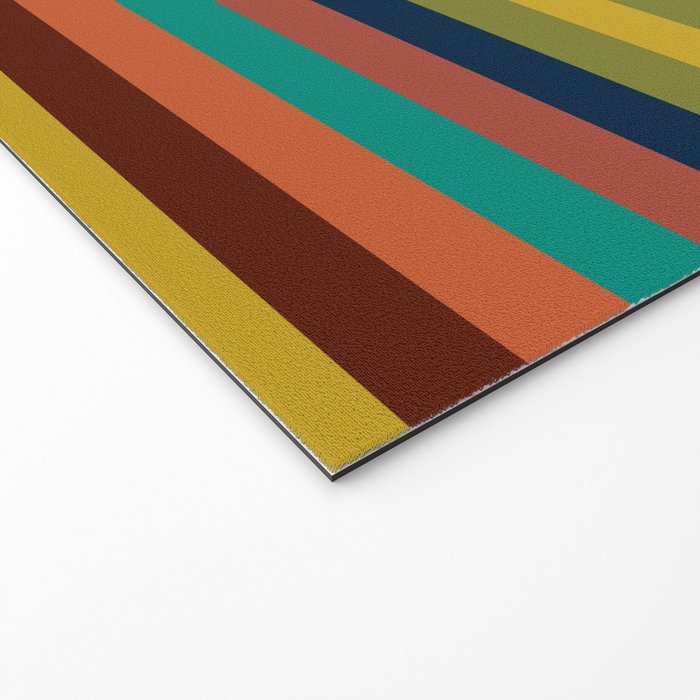 Joseph Stripes II Midcentury Modern Stripe Pattern in Mid Mod Mustard, Olive, Turquoise Teal, Orange Welcome Mat Gallery Image 2