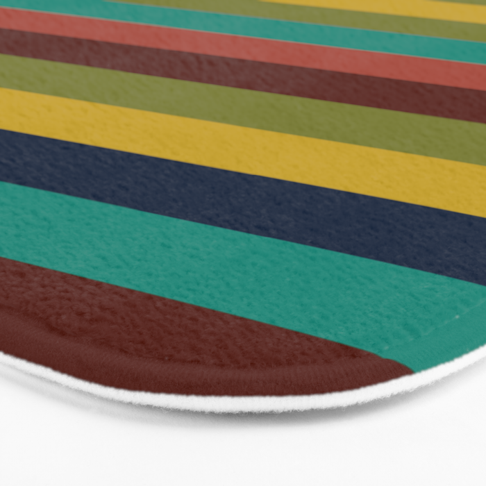 Joseph Stripes II Midcentury Modern Stripe Pattern in Mid Mod Mustard, Olive, Turquoise Teal, Orange Bath Mat Gallery Image 3