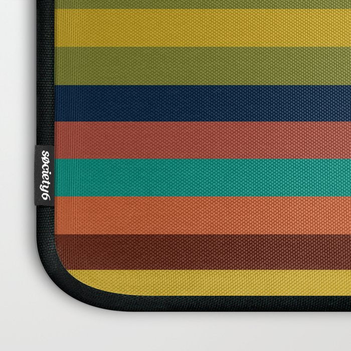 Joseph Stripes II Midcentury Modern Stripe Pattern in Mid Mod Mustard, Olive, Turquoise Teal, Orange Laptop Sleeve Gallery Image 3