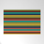Joseph Stripes II Midcentury Modern Stripe Pattern in Mid Mod Mustard, Olive, Turquoise Teal, Orange Welcome Mat Gallery Image 1