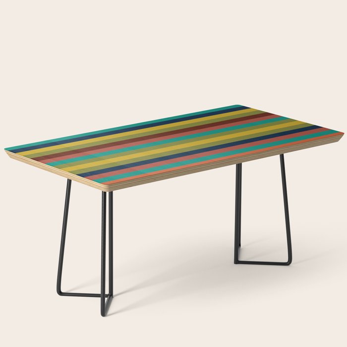 Joseph Stripes II Midcentury Modern Stripe Pattern in Mid Mod Mustard, Olive, Turquoise Teal, Orange Coffee Table Gallery Image 1