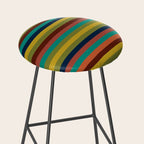 Joseph Stripes II Midcentury Modern Stripe Pattern in Mid Mod Mustard, Olive, Turquoise Teal, Orange Stool Gallery Image 2