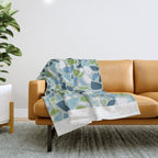 Terrazzo Mosaic Pattern, Teal Blue, Green, White Throw Blanket Gallery Image 1