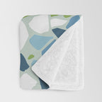 Terrazzo Mosaic Pattern, Teal Blue, Green, White Throw Blanket Gallery Image 3