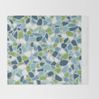 Terrazzo Mosaic Pattern, Teal Blue, Green, White Throw Blanket Gallery Image 2