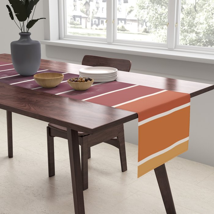 Gradient Arch III Warm Sunset Mid Century Modern Rainbow Table Runner Gallery Image 2