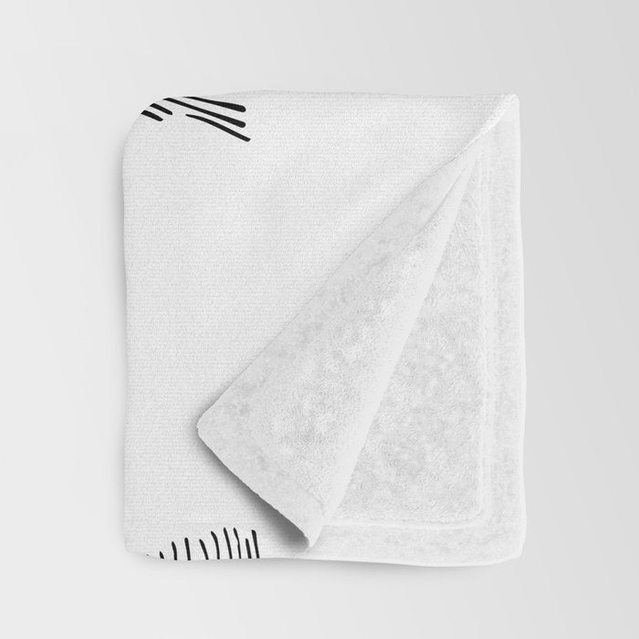 Black and white pine tree doodle art pattern Throw Blanket Gallery Image 3