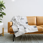 Black and white pine tree doodle art pattern Throw Blanket Gallery Image 1