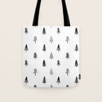 Black and white pine tree doodle art pattern Tote Bag Gallery Image 1