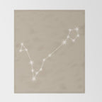 Pisces Zodiac Star Constellation Line Art Beige Throw Blanket Gallery Image 2
