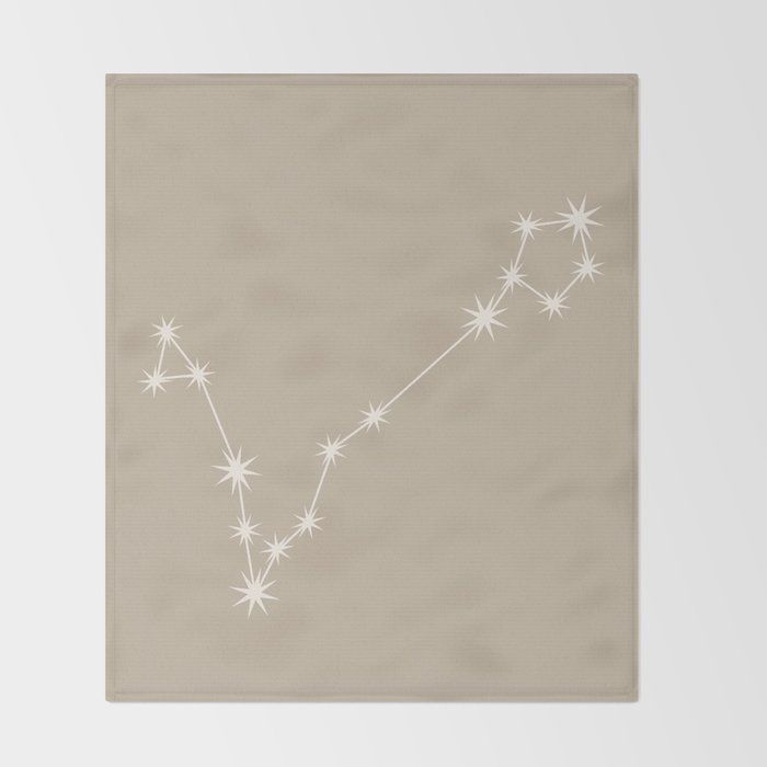 Pisces Zodiac Star Constellation Line Art Beige Throw Blanket Gallery Image 2