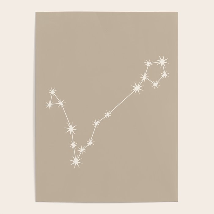 Pisces Zodiac Star Constellation Line Art Beige Poster Gallery Image 4