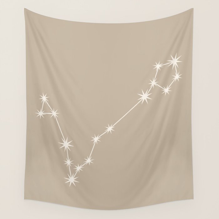 Pisces Zodiac Star Constellation Line Art Beige Wall Tapestry Gallery Image 1