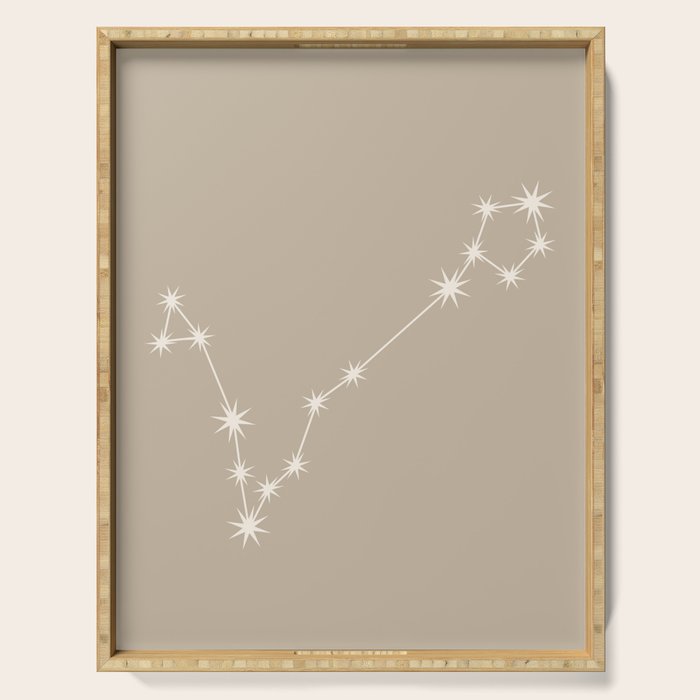 Pisces Zodiac Star Constellation Line Art Beige Serving Tray Gallery Image 1