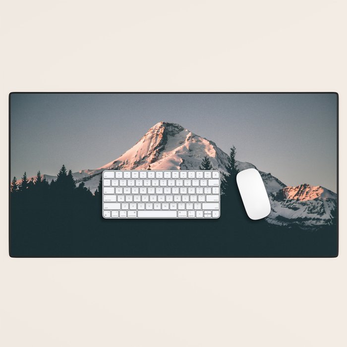 First Light on Mount Hood Desk Mat Gallery Image 1