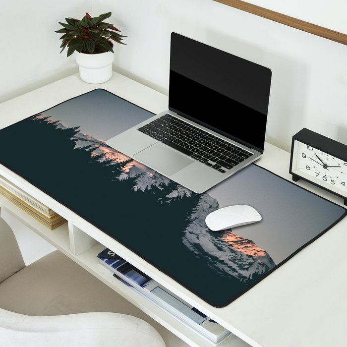 First Light on Mount Hood Desk Mat Gallery Image 2