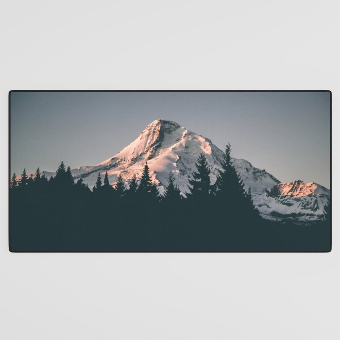 First Light on Mount Hood Desk Mat Gallery Image 3