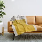 Minimalist Bright Yellow Black Horizontal Lines Throw Blanket Gallery Image 1