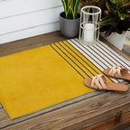 Minimalist Bright Yellow Black Horizontal Lines Outdoor Rug Gallery Image 2