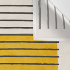 Minimalist Bright Yellow Black Horizontal Lines Wall Tapestry Gallery Image 3
